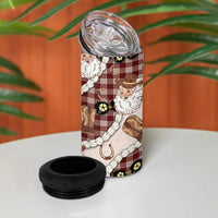 Cowboy Hawaii Mele Kalikimaka 4 in 1 Can Cooler Tumbler Paniolo Kukui Nut Pikake Lei Burgundy Version - Polynesian Pride