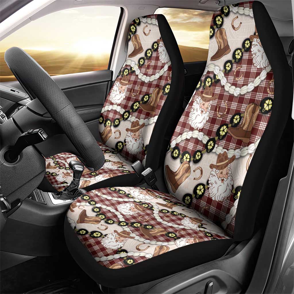 Cowboy Hawaii Mele Kalikimaka Car Seat Cover Paniolo Kukui Nut Pikake Lei Burgundy Version - Polynesian Pride