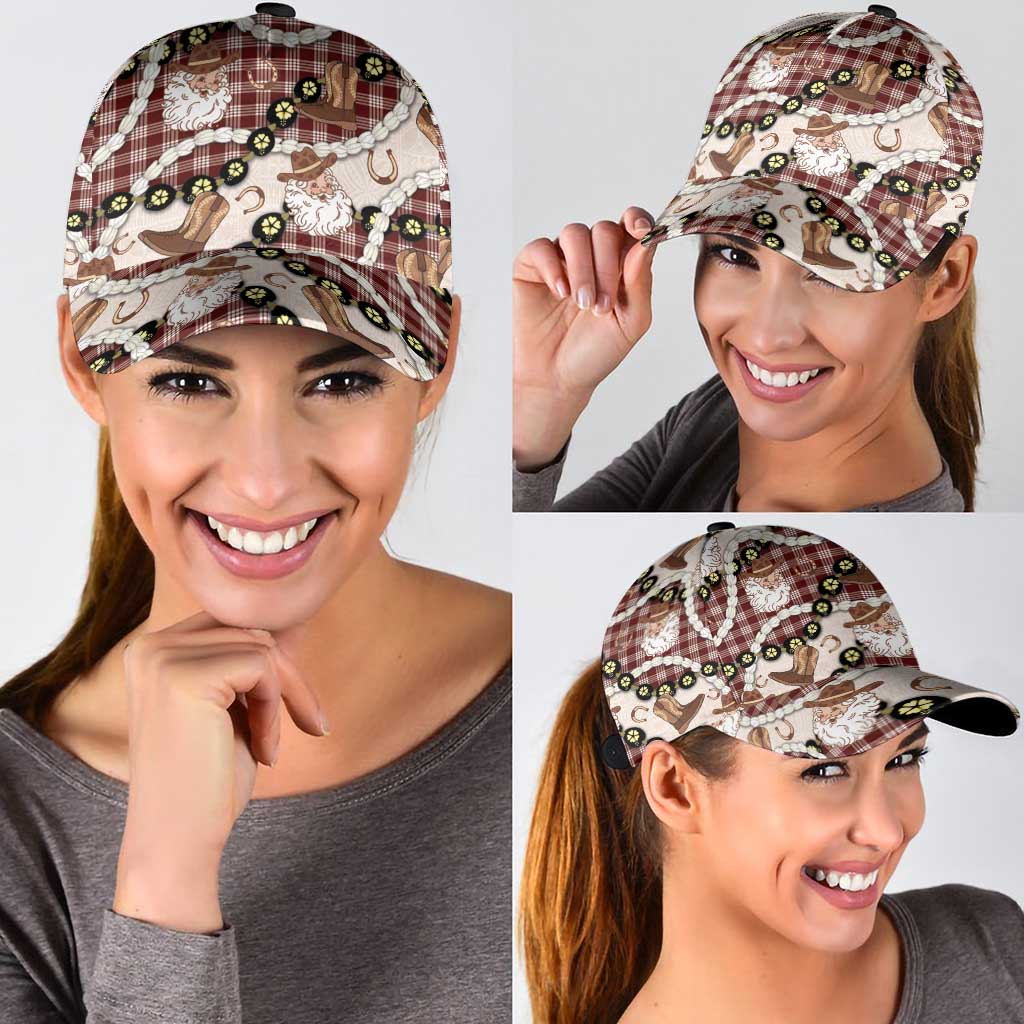 Cowboy Hawaii Mele Kalikimaka Classic Cap Paniolo Kukui Nut Pikake Lei Burgundy Version - Polynesian Pride