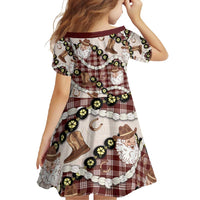 Cowboy Hawaii Mele Kalikimaka Family Matching Off Shoulder Maxi Dress and Hawaiian Shirt Paniolo Kukui Nut Pikake Lei Burgundy Version - Polynesian Pride