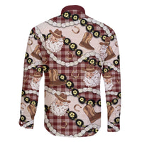 Cowboy Hawaii Mele Kalikimaka Family Matching Summer Maxi Dress and Hawaiian Shirt Paniolo Kukui Nut Pikake Lei Burgundy Version - Polynesian Pride