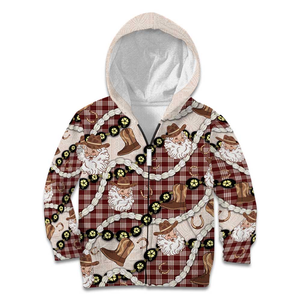Cowboy Hawaii Mele Kalikimaka Kid Hoodie Paniolo Kukui Nut Pikake Lei Burgundy Version - Polynesian Pride