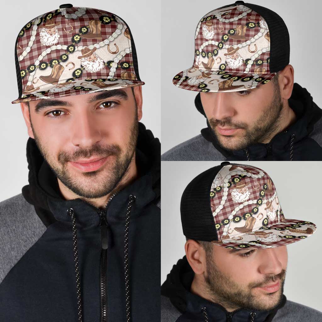 Cowboy Hawaii Mele Kalikimaka Mesh Trucker Cap Paniolo Kukui Nut Pikake Lei Burgundy Version - Polynesian Pride