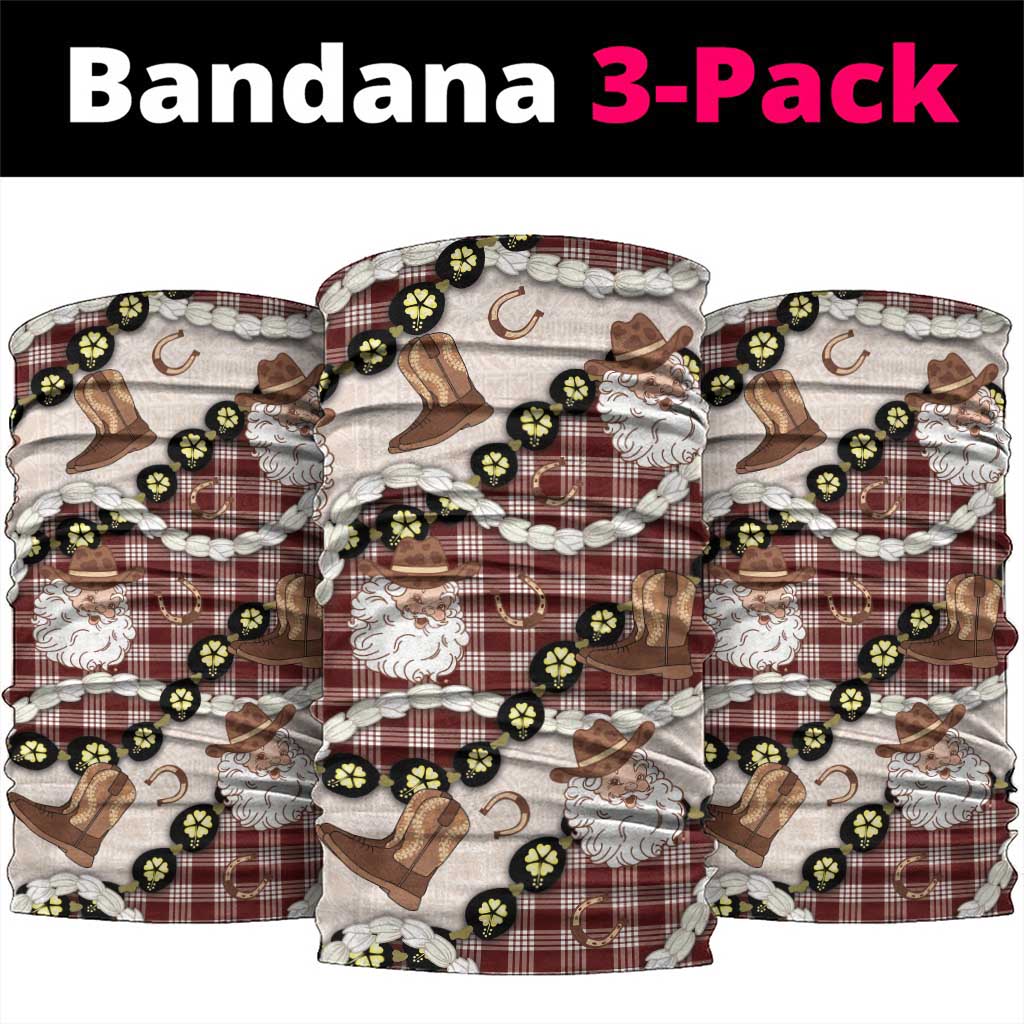 Cowboy Hawaii Mele Kalikimaka Neck Gaiter Paniolo Kukui Nut Pikake Lei Burgundy Version - Polynesian Pride