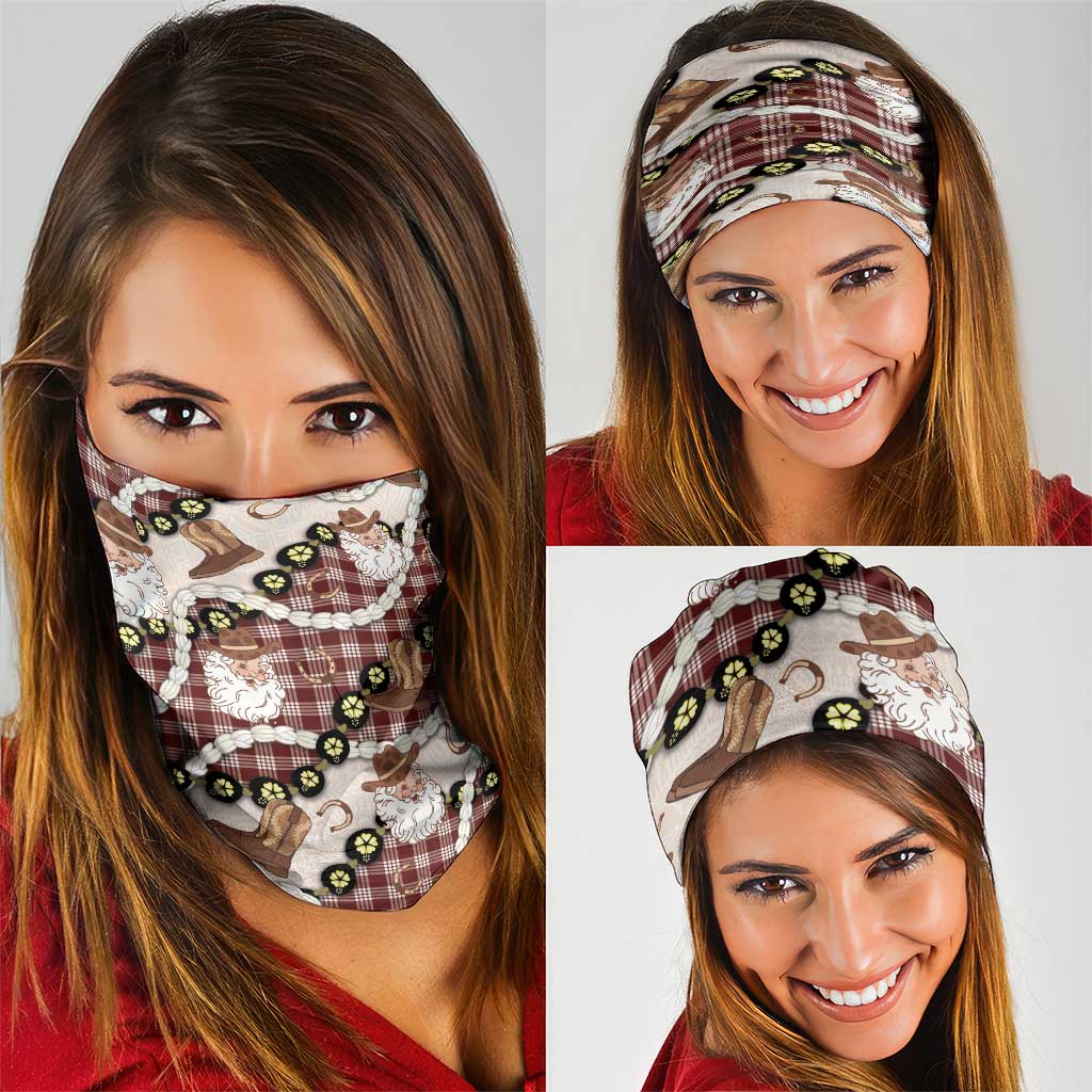 Cowboy Hawaii Mele Kalikimaka Neck Gaiter Paniolo Kukui Nut Pikake Lei Burgundy Version LT14 - Polynesian Pride