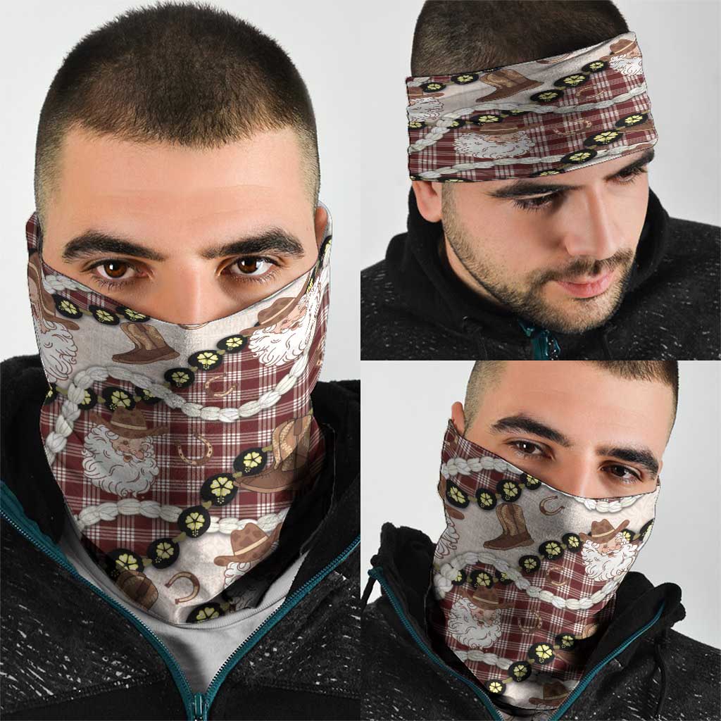Cowboy Hawaii Mele Kalikimaka Neck Gaiter Paniolo Kukui Nut Pikake Lei Burgundy Version LT14 - Polynesian Pride