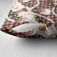 Cowboy Hawaii Mele Kalikimaka Pillow Cover Paniolo Kukui Nut Pikake Lei Burgundy Version - Polynesian Pride