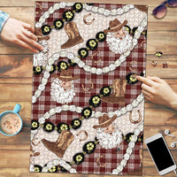 Cowboy Hawaii Mele Kalikimaka Puzzle Paniolo Kukui Nut Pikake Lei Burgundy Version LT14 Burgundy - Polynesian Pride