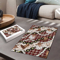 Cowboy Hawaii Mele Kalikimaka Puzzle Paniolo Kukui Nut Pikake Lei Burgundy Version LT14 - Polynesian Pride