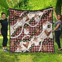 Cowboy Hawaii Mele Kalikimaka Quilt Paniolo Kukui Nut Pikake Lei Burgundy Version - Polynesian Pride