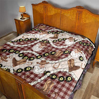 Cowboy Hawaii Mele Kalikimaka Quilt Paniolo Kukui Nut Pikake Lei Burgundy Version - Polynesian Pride