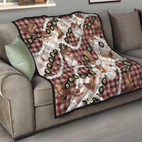 Cowboy Hawaii Mele Kalikimaka Quilt Paniolo Kukui Nut Pikake Lei Burgundy Version - Polynesian Pride