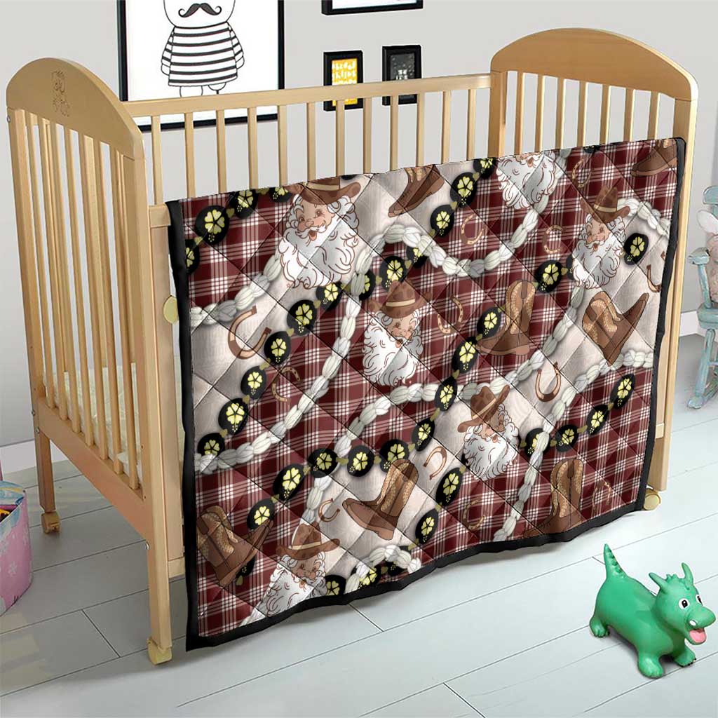 Cowboy Hawaii Mele Kalikimaka Quilt Paniolo Kukui Nut Pikake Lei Burgundy Version - Polynesian Pride