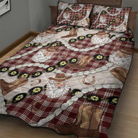 Cowboy Hawaii Mele Kalikimaka Quilt Bed Set Paniolo Kukui Nut Pikake Lei Burgundy Version - Polynesian Pride