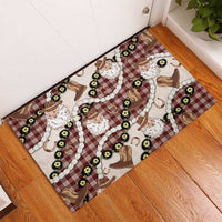 Cowboy Hawaii Mele Kalikimaka Rubber Doormat Paniolo Kukui Nut Pikake Lei Burgundy Version LT14 - Polynesian Pride