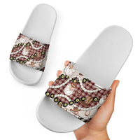 Cowboy Hawaii Mele Kalikimaka Slide Sandals Paniolo Kukui Nut Pikake Lei Burgundy Version LT14 - Polynesian Pride