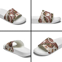 Cowboy Hawaii Mele Kalikimaka Slide Sandals Paniolo Kukui Nut Pikake Lei Burgundy Version LT14 - Polynesian Pride
