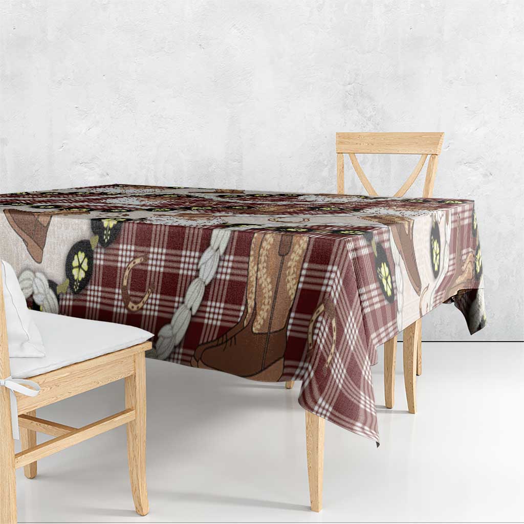 Cowboy Hawaii Mele Kalikimaka Tablecloth Paniolo Kukui Nut Pikake Lei Burgundy Version LT14 - Polynesian Pride
