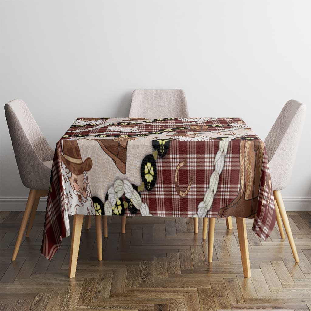 Cowboy Hawaii Mele Kalikimaka Tablecloth Paniolo Kukui Nut Pikake Lei Burgundy Version LT14 - Polynesian Pride