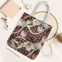 Cowboy Hawaii Mele Kalikimaka Tote Bag Paniolo Kukui Nut Pikake Lei Burgundy Version - Polynesian Pride