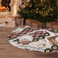Cowboy Hawaii Mele Kalikimaka Tree Skirt Paniolo Kukui Nut Pikake Lei Burgundy Version LT14 - Polynesian Pride