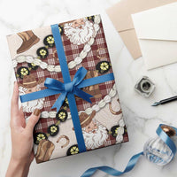 Cowboy Hawaii Mele Kalikimaka Wrapping Paper Paniolo Kukui Nut Pikake Lei Burgundy Version LT14 - Polynesian Pride