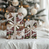 Cowboy Hawaii Mele Kalikimaka Wrapping Paper Paniolo Kukui Nut Pikake Lei Burgundy Version LT14 - Polynesian Pride