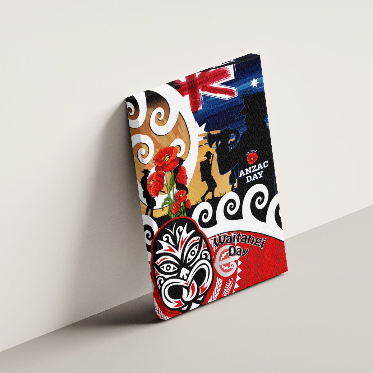 New Zealand Waitangi And ANZAC Day Canvas Wall Art Aotearoa Maori Tiki With Last Post LT14 - Polynesian Pride
