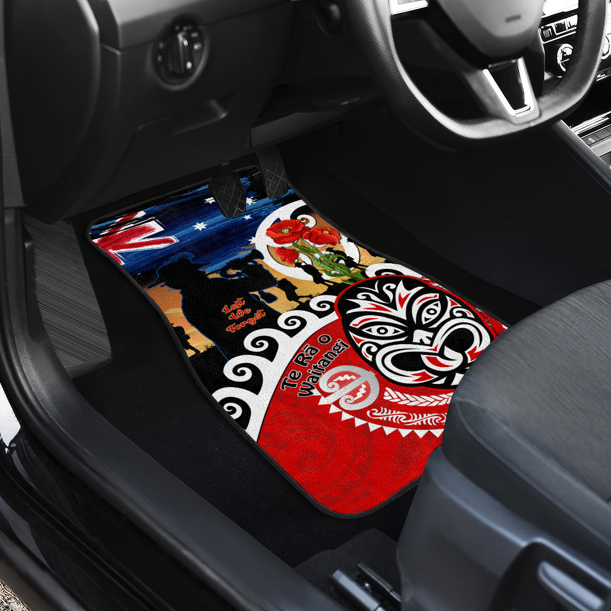 New Zealand Waitangi And ANZAC Day Car Mats Aotearoa Maori Tiki With Last Post LT14 - Polynesian Pride