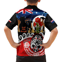 New Zealand Waitangi And ANZAC Day Family Matching Off Shoulder Short Dress and Hawaiian Shirt Aotearoa Maori Tiki With Last Post LT14 - Polynesian Pride