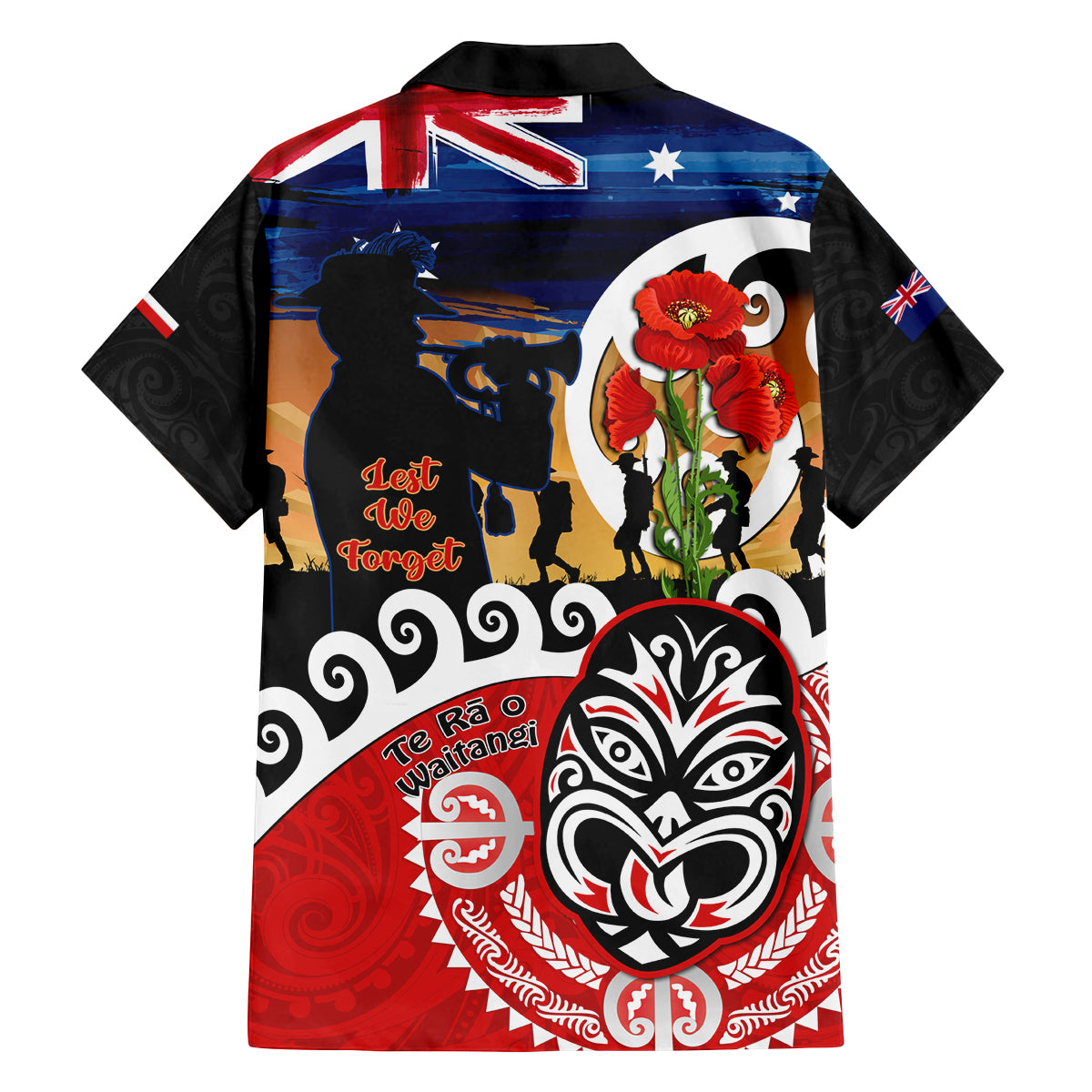 New Zealand Waitangi And ANZAC Day Family Matching Puletasi and Hawaiian Shirt Aotearoa Maori Tiki With Last Post LT14 - Polynesian Pride