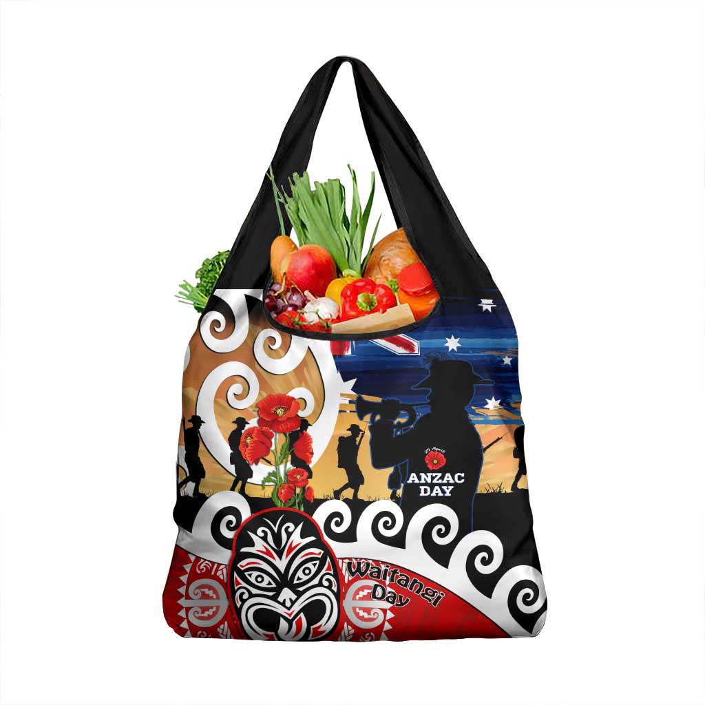 New Zealand Waitangi And ANZAC Day Grocery Bag Aotearoa Maori Tiki With Last Post