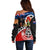 New Zealand Waitangi And ANZAC Day Off Shoulder Sweater Aotearoa Maori Tiki With Last Post LT14 - Polynesian Pride