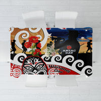 New Zealand Waitangi And ANZAC Day Tablecloth Aotearoa Maori Tiki With Last Post LT14 Black - Polynesian Pride