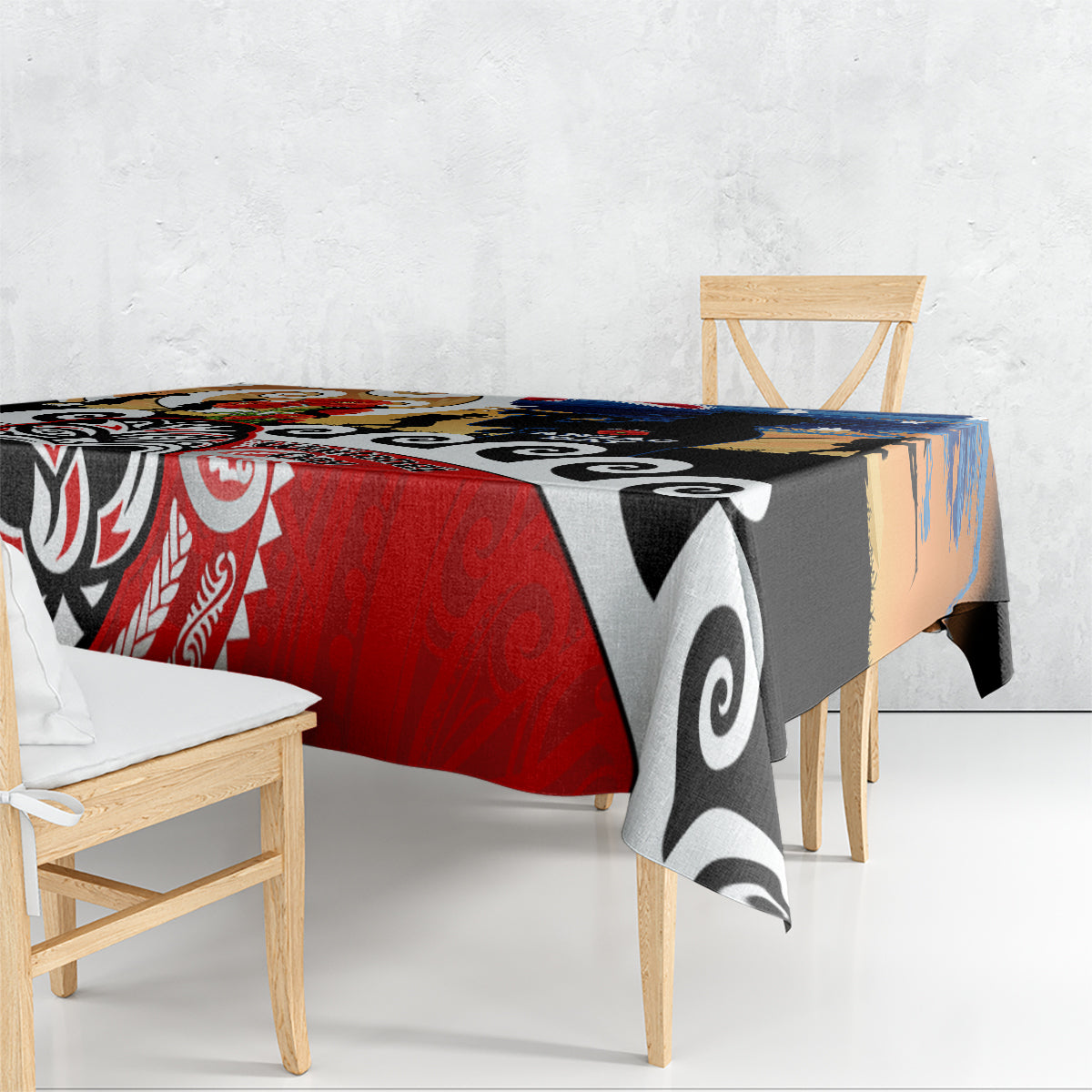 New Zealand Waitangi And ANZAC Day Tablecloth Aotearoa Maori Tiki With Last Post LT14 - Polynesian Pride