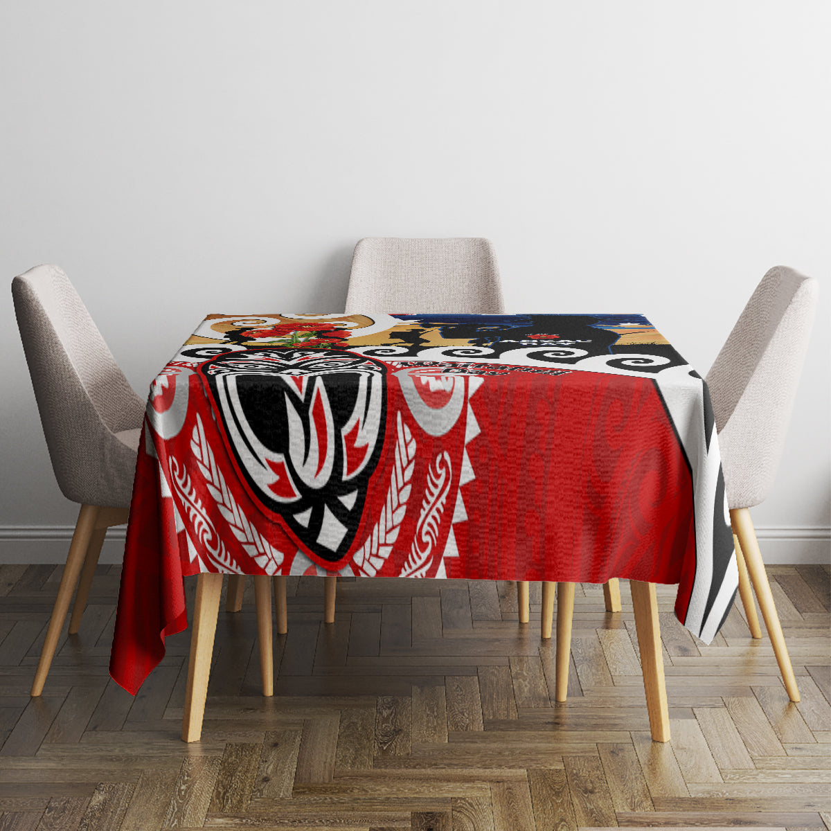 New Zealand Waitangi And ANZAC Day Tablecloth Aotearoa Maori Tiki With Last Post LT14 - Polynesian Pride