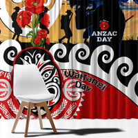 New Zealand Waitangi And ANZAC Day Window Curtain Aotearoa Maori Tiki With Last Post LT14 - Polynesian Pride