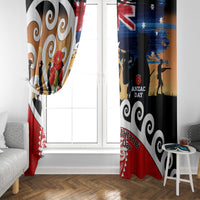 New Zealand Waitangi And ANZAC Day Window Curtain Aotearoa Maori Tiki With Last Post LT14 - Polynesian Pride