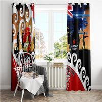 New Zealand Waitangi And ANZAC Day Window Curtain Aotearoa Maori Tiki With Last Post LT14 - Polynesian Pride