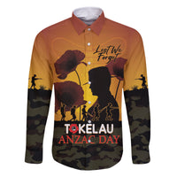 Tokelau ANZAC Day Family Matching Summer Maxi Dress and Hawaiian Shirt Camouflage With Poppies Lest We Forget LT14 Dad's Shirt - Long Sleeve Yellow - Polynesian Pride