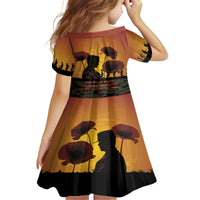 Tokelau ANZAC Day Kid Short Sleeve Dress Camouflage With Poppies Lest We Forget LT14 - Polynesian Pride
