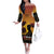 Tokelau ANZAC Day Off The Shoulder Long Sleeve Dress Camouflage With Poppies Lest We Forget LT14 Women Yellow - Polynesian Pride