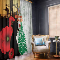 Norfolk Island ANZAC Day Window Curtain Pine Tree With Poppies Lest We Forget LT14 - Polynesian Pride