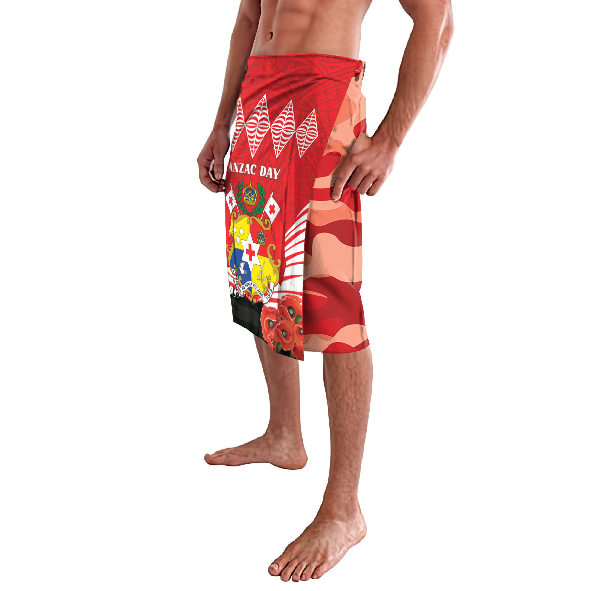 Tonga ANZAC Day Lavalava Camouflage With Poppies Lest We Forget LT14 - Polynesian Pride