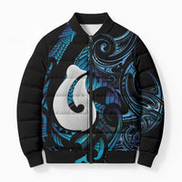 Hei Matau New Zealand Matariki Bomber Puffer Jacket NZ Fish Hook Maori Art LT14 Unisex Purple - Polynesian Pride
