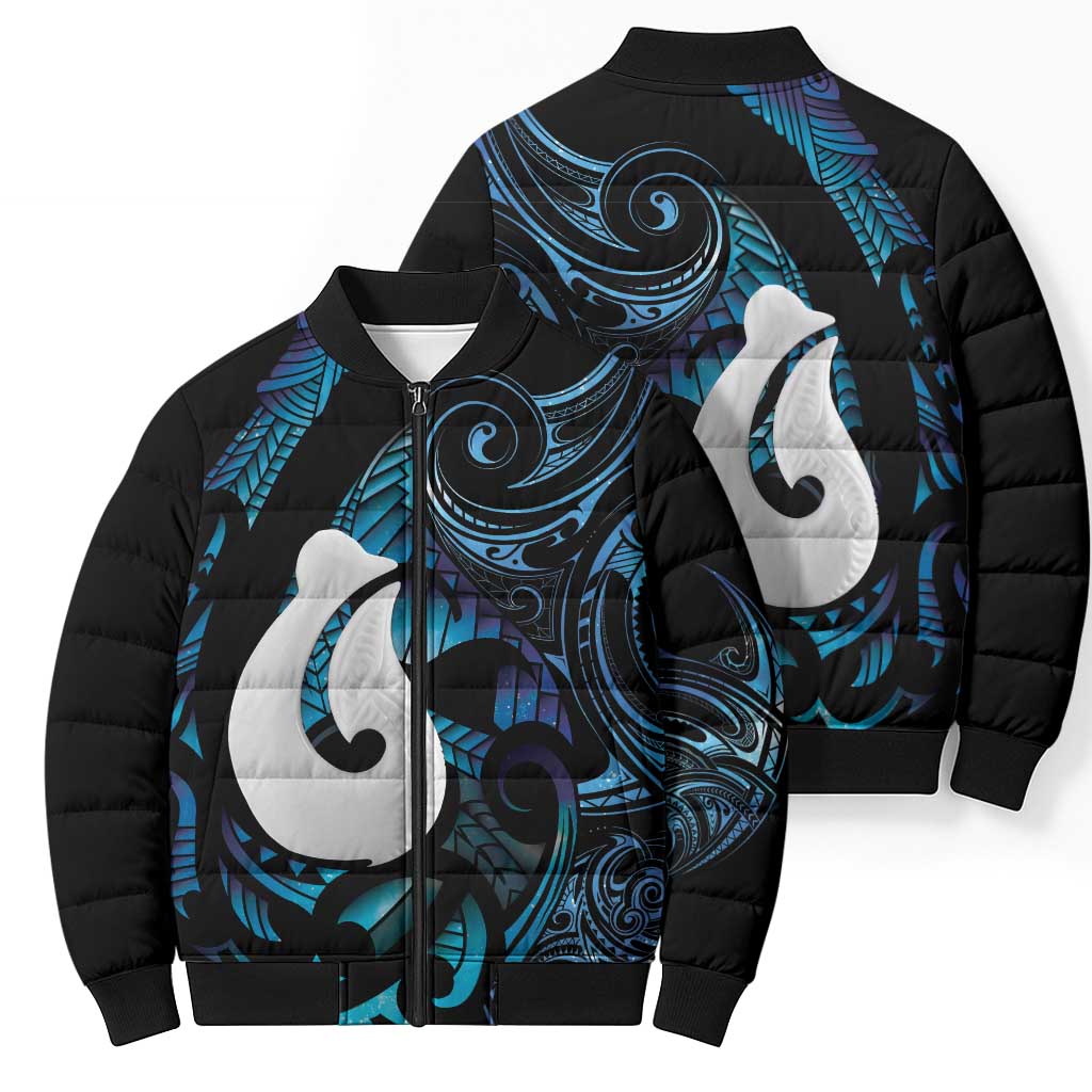 Hei Matau New Zealand Matariki Bomber Puffer Jacket NZ Fish Hook Maori Art LT14 - Polynesian Pride