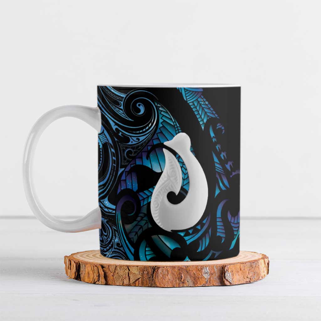 Hei Matau New Zealand Matariki Ceramic Mug NZ Fish Hook Maori Art