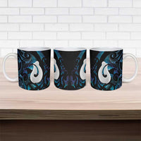 Hei Matau New Zealand Matariki Ceramic Mug NZ Fish Hook Maori Art