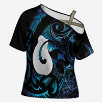 Hei Matau New Zealand Matariki Cross Shoulder Shirt NZ Fish Hook Maori Art