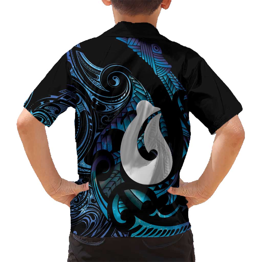 Hei Matau New Zealand Matariki Family Matching Long Sleeve Bodycon Dress and Hawaiian Shirt NZ Fish Hook Maori Art
